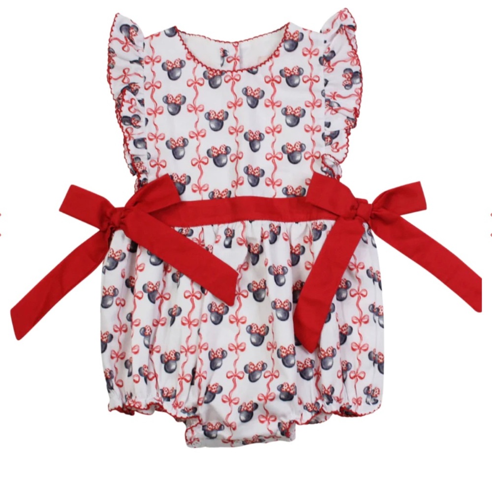 Hand Painted Mickey Mouse Print with Red Bows Bubble